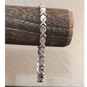 VTG 925 Sterling Silver Cross XO Link Bracelet